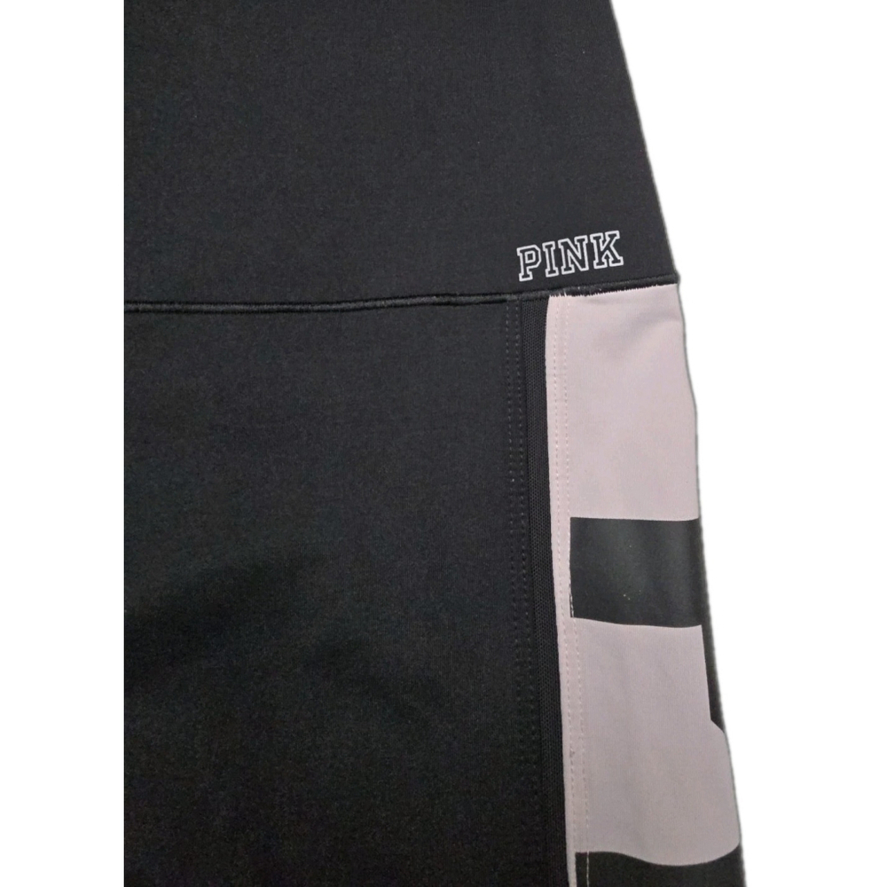PINK Victoria’s Secret Yoga Leggings Women’s M Gray Logo Side Stripe Athleisure - Picture 8 of 9